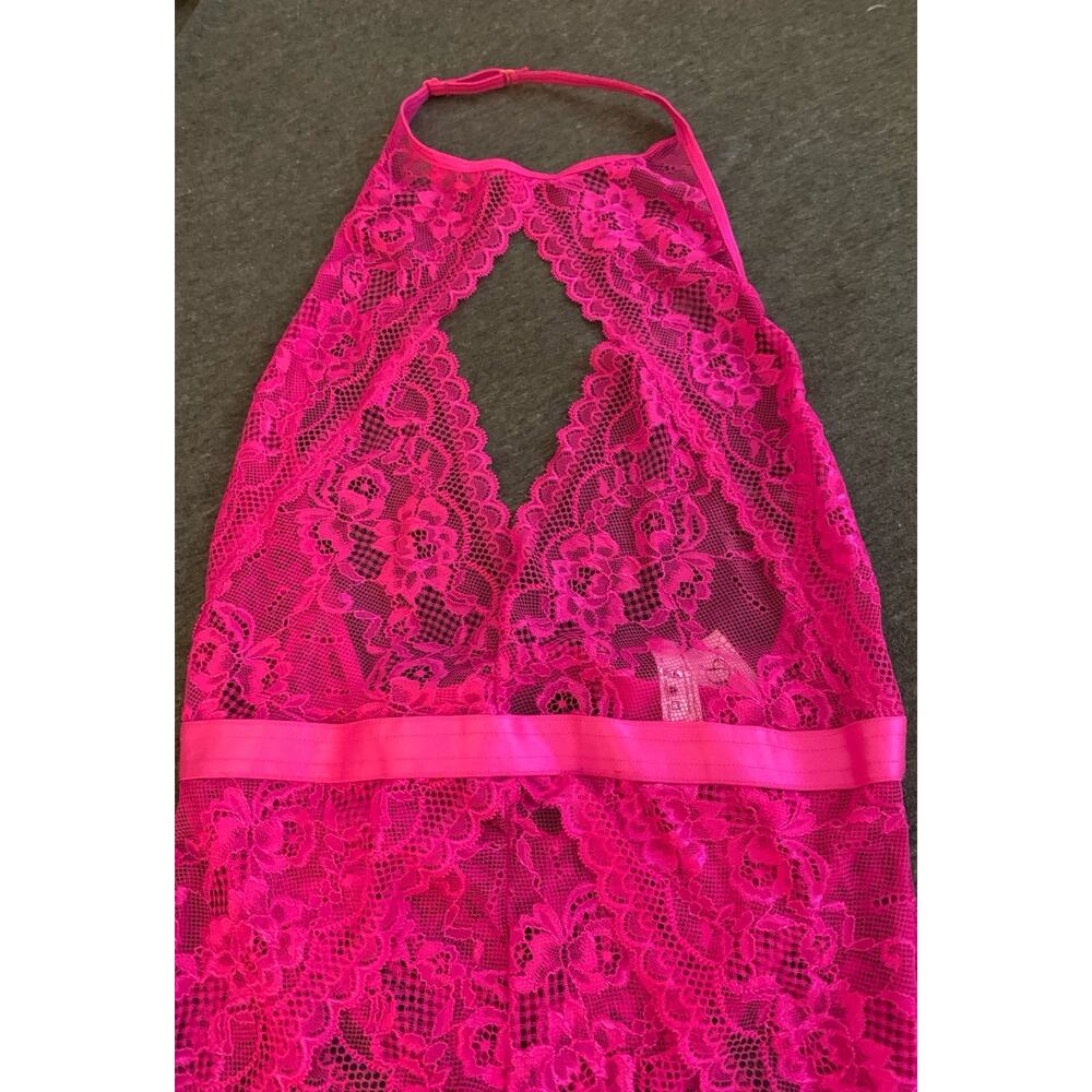 New NWT Dreamgirl Stretch Lace Garter Teddy Halter Neck Small Pink lingerie - Picture 5 of 10